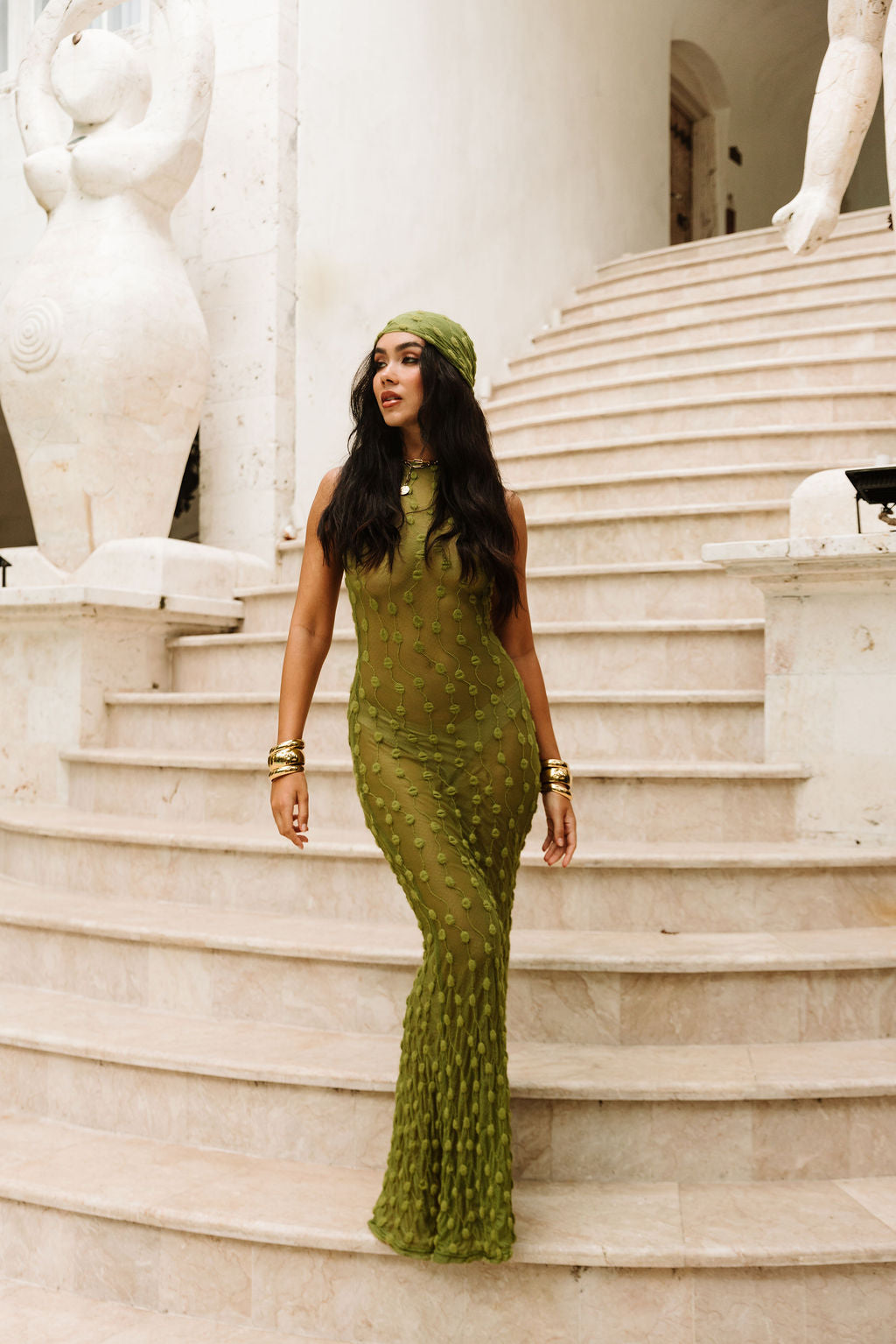 Amalfi Dress — Positano Olive